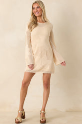 Sheer Bliss Floral Ivory Open Knit Mini Dress