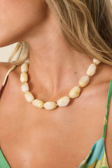 Found Along the Way Ivory Marbled Beaded Necklace
