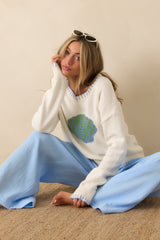Paradisa Shell Island White Knit Sweater