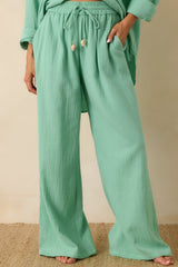Paradisa Dunedin Seaglass Green Cotton Drawstring Pants