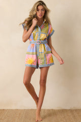 Paradisa Rio Multi Linen Blend Sun Print Romper