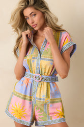 Paradisa Rio Multi Linen Blend Sun Print Romper