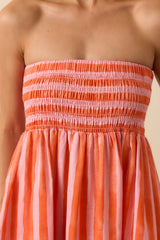 Paradisa Siesta Key Pink & Orange Stripe Linen Blend Convertible Dress