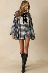 Prosperina Deveraux Black & White Houndstooth Car Coat