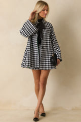 Prosperina Deveraux Black & White Houndstooth Car Coat