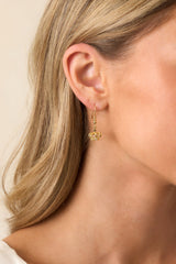Royal Touch Gold Crown Drop Earrings
