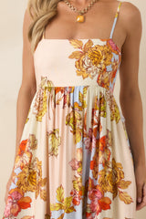 MINKPINK Fiore Multi Pastel Floral Tie Back Maxi Dress