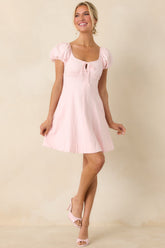 Love Is In the Air Peony Pink Cotton Peasant Mini Dress