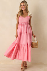 The Felicity Pink Coral Cotton Midi Dress