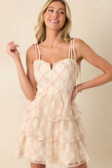 The Garden's Secret Pink Floral Tiered Mini Dress
