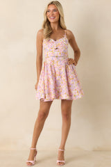 ASTR The Label Isha Pink Multi Floral Cotton Mini Dress