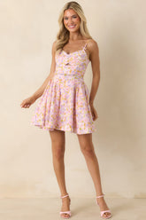 ASTR The Label Isha Pink Multi Floral Cotton Mini Dress