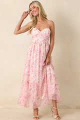 Love Me Softly Pink Floral Bustier Maxi Dress