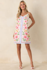 Gonna Go My Way Pink Multi Floral Button Front Mini Dress