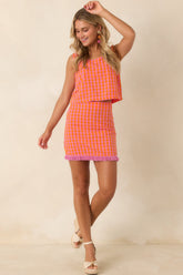 Bon Voyage Babe Pink & Orange Cotton Plaid Cropped Tank