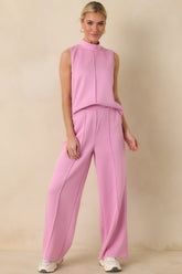 Ready to Jet Petal Pink Sleeveless Mock Neck Tank Top