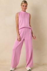 Ready to Jet Petal Pink Sleeveless Mock Neck Tank Top