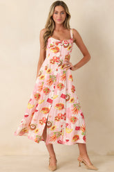 A Tour of Italy Red Multi Culinary Print Midi Dress