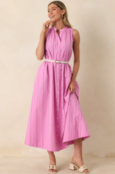 FRNCH Teahupoo Pink Stripe Cotton Maxi Dress