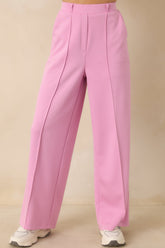 Ready to Jet Petal Pink Knit High-Waisted Wide-Leg Pants