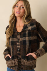 You Know It's True Brown Multi Plaid Button Front Jacket