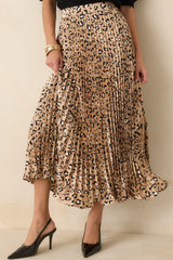 Call of the Wild Leopard Satin Pleated Maxi Skirt