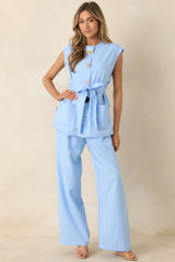 Details Make It Light Blue Tailored Wide Leg Trousers