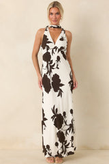 MINKPINK Elodie Chocolate Floral Maxi Dress