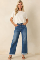 Always Charming Ivory Pointelle Knit Top