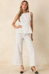Feeling Spot On Ivory & Black Polka Dot Cotton Pants