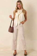 A Spot of Style Ivory & Brown Polka Dot Cotton Pants