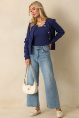 Prosperina Shay Navy Cotton Scallop Tank