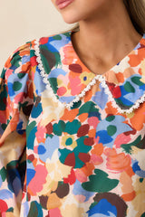 Prosperina Stowe Orange Multi Floral Print Cotton Top