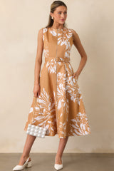 Prosperina Eliana Rose Pink Floral Print Cotton Reversible Midi Dress