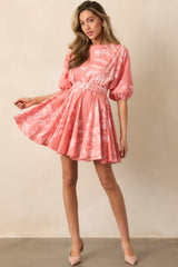 Prosperina Fallon Rose Pink Floral Print Cotton Swing Dress