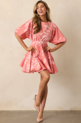 Prosperina Fallon Rose Pink Floral Print Cotton Swing Dress