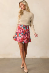 Prosperina Carrington Pink Multi Floral Velvet Reversible Mini Skirt