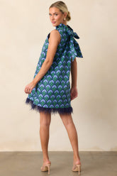 Prosperina Carlisle Blue Multi Geometric Print Cotton Shift Dress