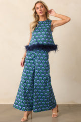 Prosperina Barrett Blue Multi Geometric Print Cotton Pants
