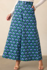 Prosperina Barrett Blue Multi Geometric Print Cotton Pants