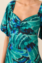 Prosperina Hedy Blue Multi Abstract Print Cotton Mini Dress