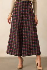 Prosperina Dietrich Pink Multi Plaid Tweed Pants