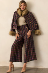 Prosperina Bouvier Pink Multi Plaid Tweed Jacket