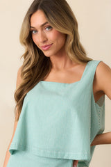 Lola Grass Green Stripe Cotton Crop Top