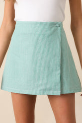Peyton Grass Green Stripe Cotton Skort