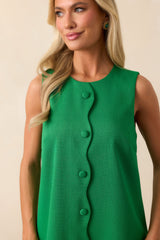 Prosperina Grass Green Tate Scallop Mini Shift Dress