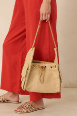 Where the Day Takes You Natural Woven Shoulder Bag