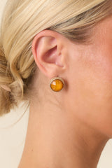 True Beauty Gold & Light Orange Stud Earrings