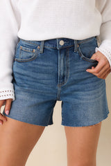 Z Supply Dark Wash Jonah Mid Rise Relaxed Cotton Denim Shorts