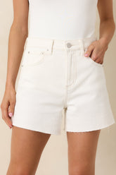 Z Supply Ivory Jonah Mid Rise Relaxed Cotton Denim Shorts